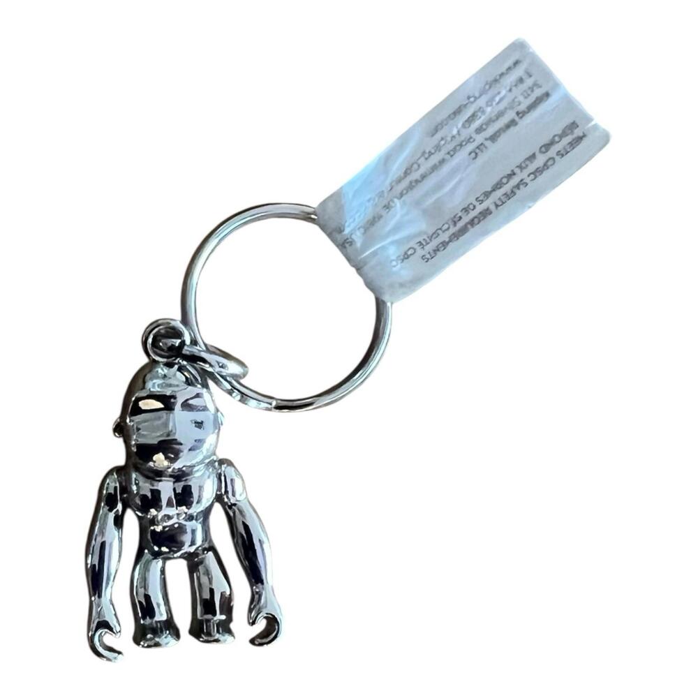 NWOT KIPLING Silver Metal Monkey Key Chain Ring Bag Charm Fob 1.5” X 1”